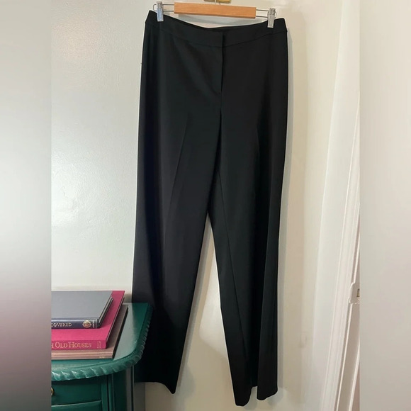 St John Caviar Wide Leg Black Dress High Rise Pants Women Sz 8 Tall - Picture 1 of 8